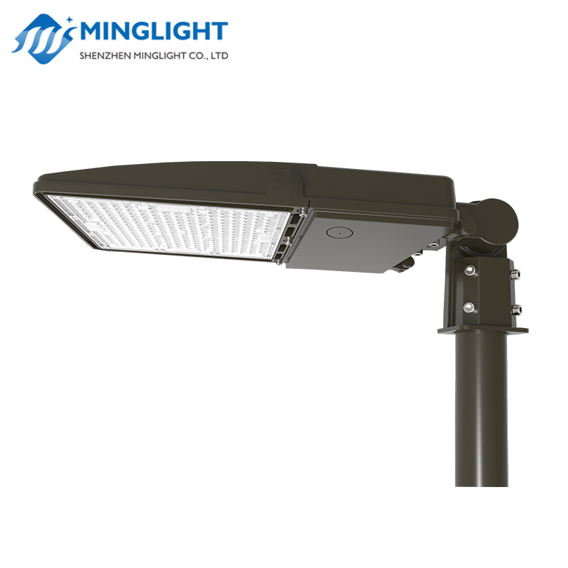LED ShoeBox parkolóvilágító oszlop utcai lámpák mozgásérzékelővel és IP65 fényelektromos cellával
